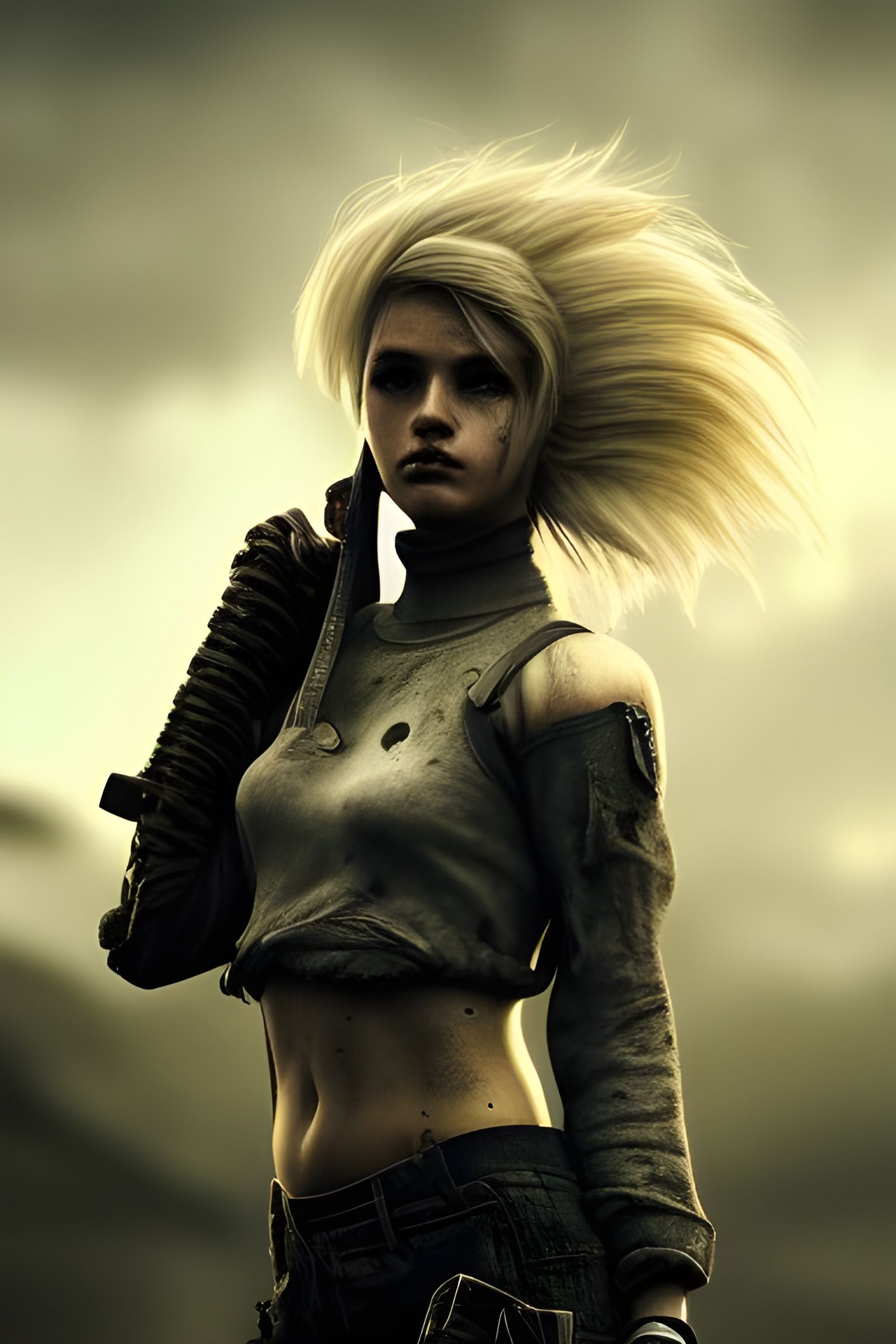 Post-Apocalyptic Blonde Girl in Art Nouveau Style