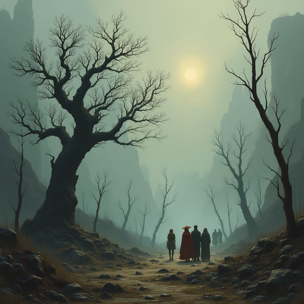 Surreal World: Explorers in a Withered Forest