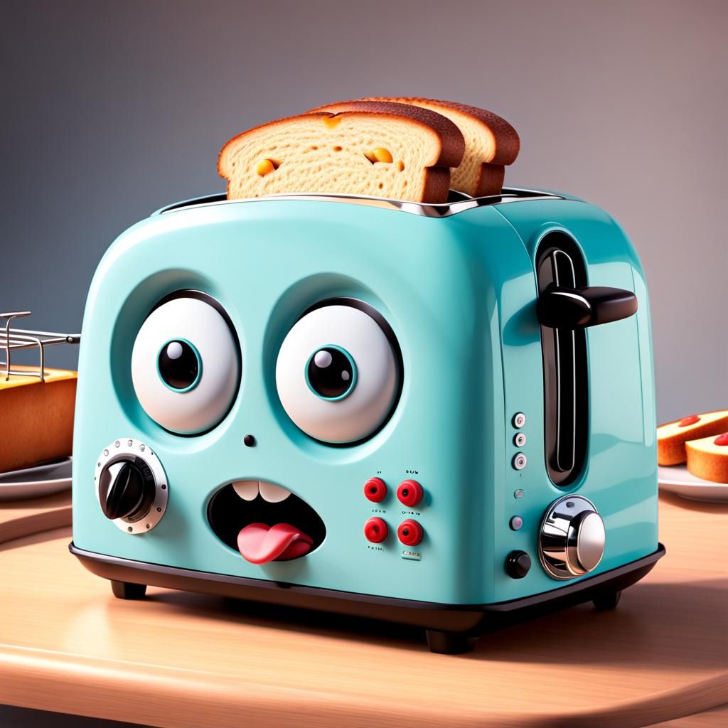 Terrified Toaster in Pixar Style Concept Art