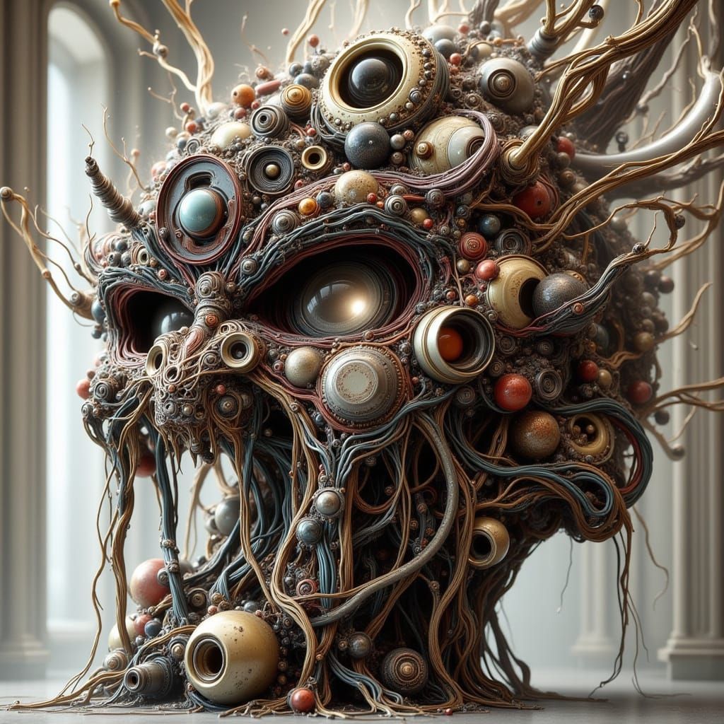 Elegant Industrial Art Piece with Ocean Blue Sparkle