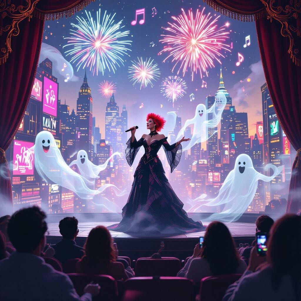 Spectral Opera Singer in Ethereal Mist