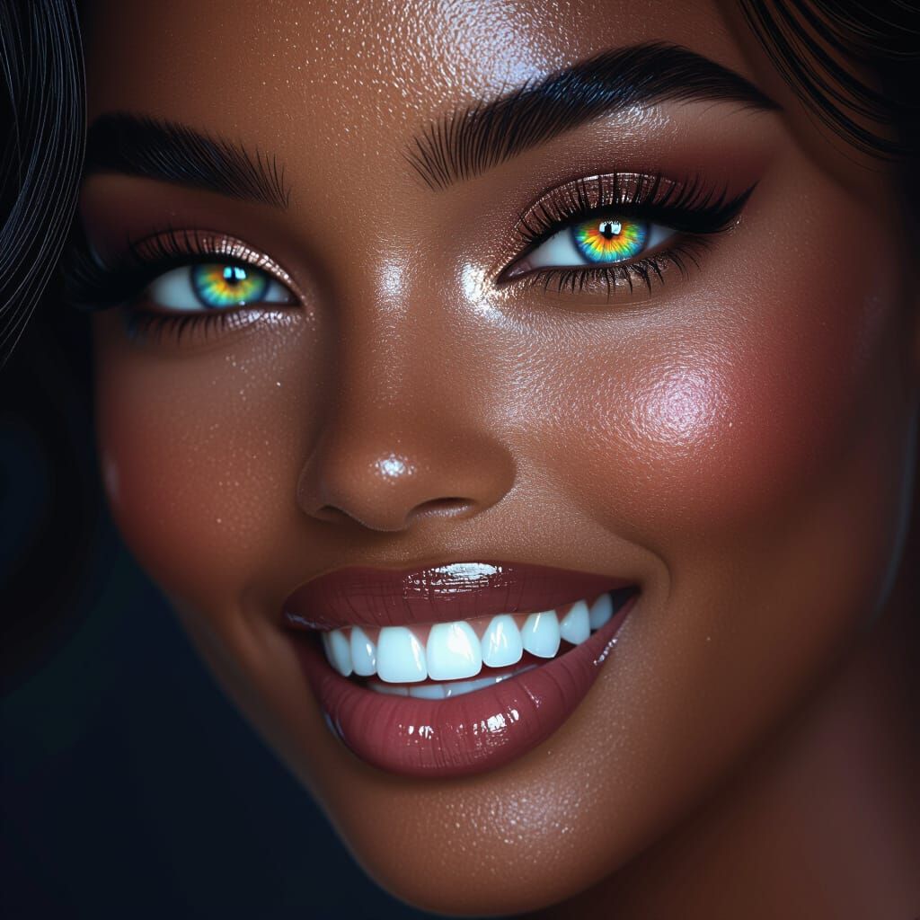 Stunning Woman with Heterochromia in Hyperrealistic Portrait