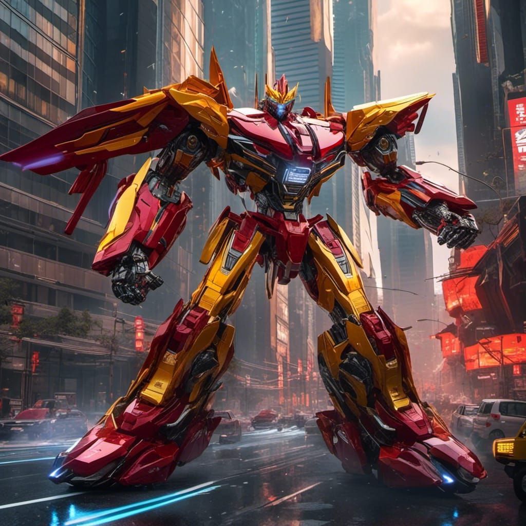 Rodimus Prime on Futuristic Highway: 3D Anime Art