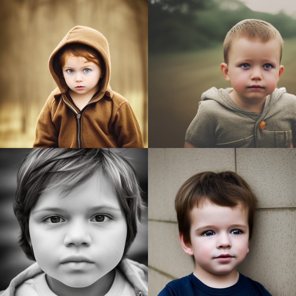 Hyperrealistic Toddler Portrait with Sharp Focus