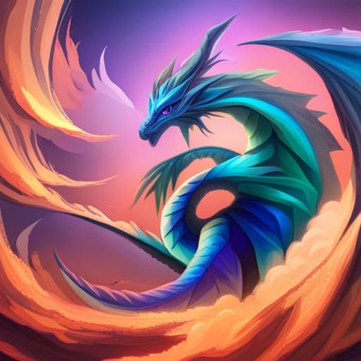 Twilight Prismatic Triadic Dragon in Fantasy Style