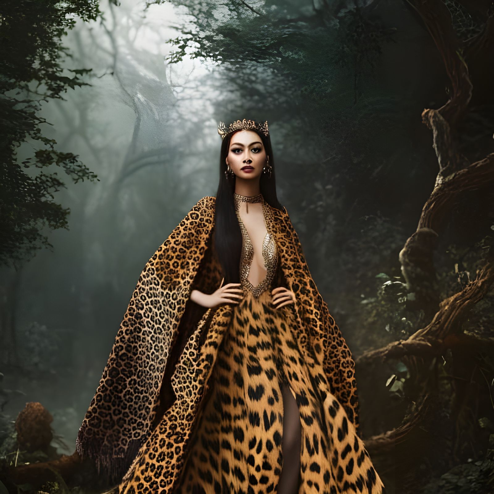 Leopard Goddess in Hyperdetailed Fantasy Art