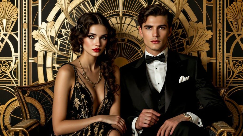 Art Deco Gemini Twins in Opulent Setting