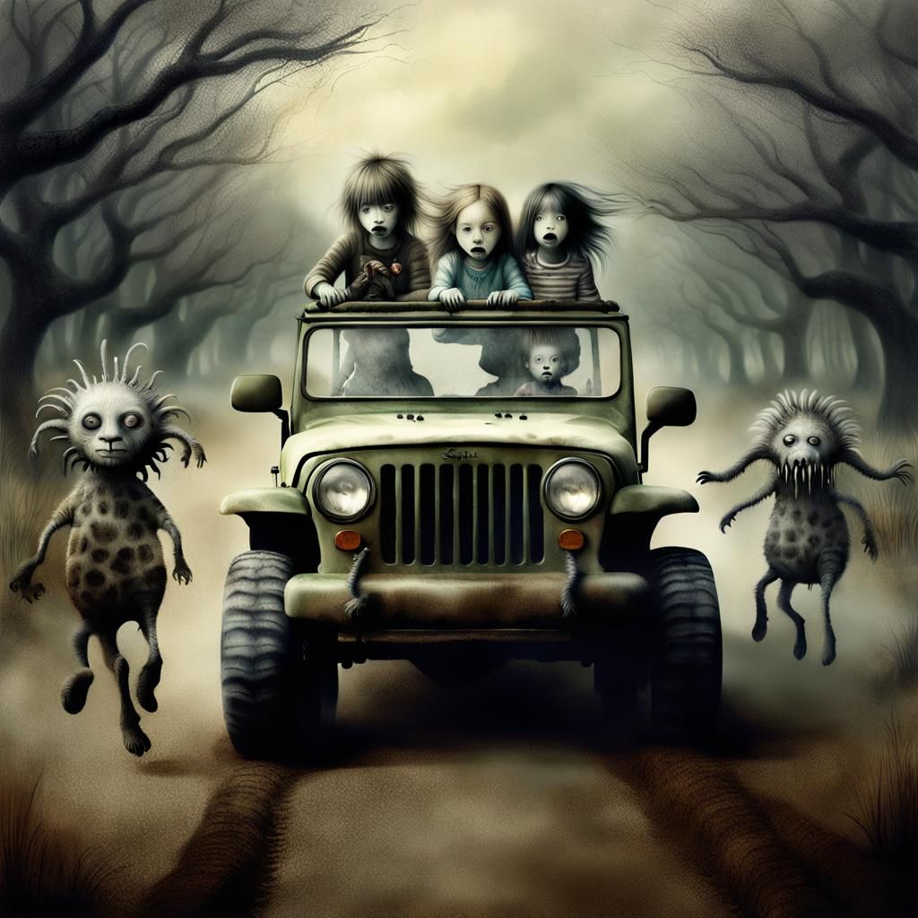 Children's Safari Adventure with Eerie Creatures