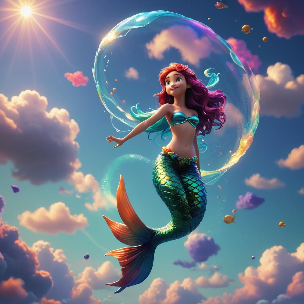 Mermaid in the Sky: 3D Digital Art