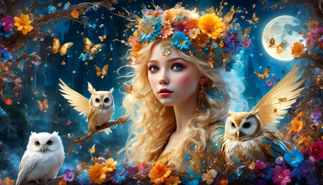 Whimsical Fairies Under a Full Moon