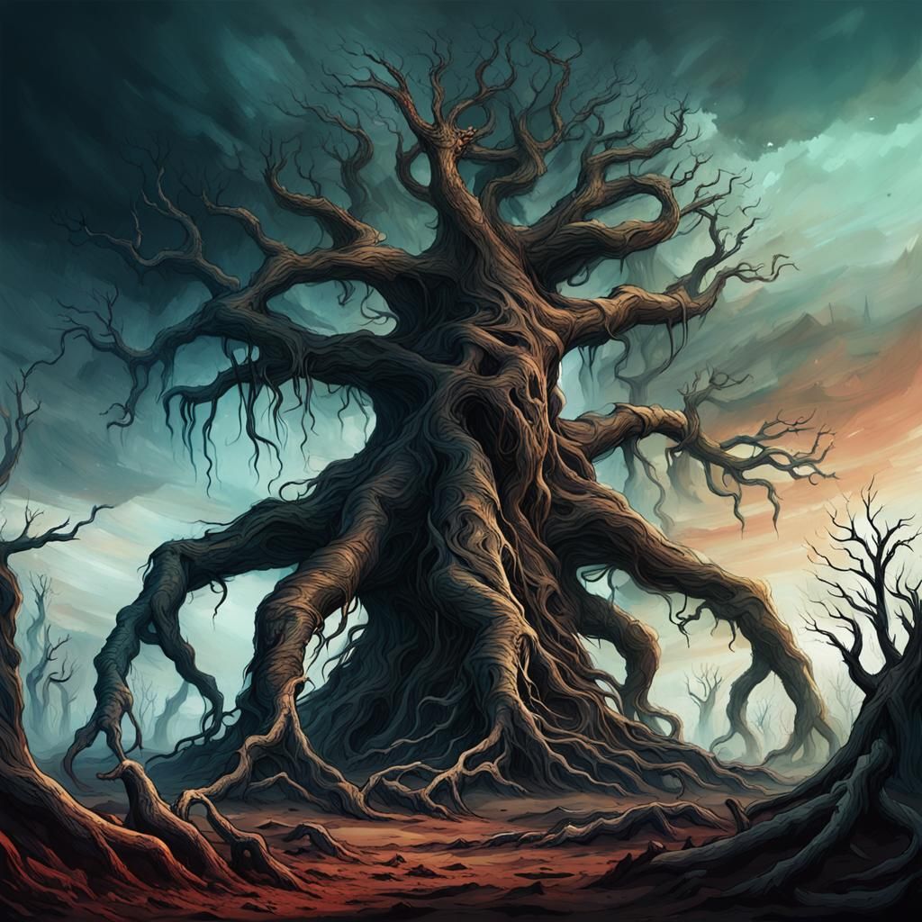 Colossal Arboreal Horror in Dark Fantasy Art