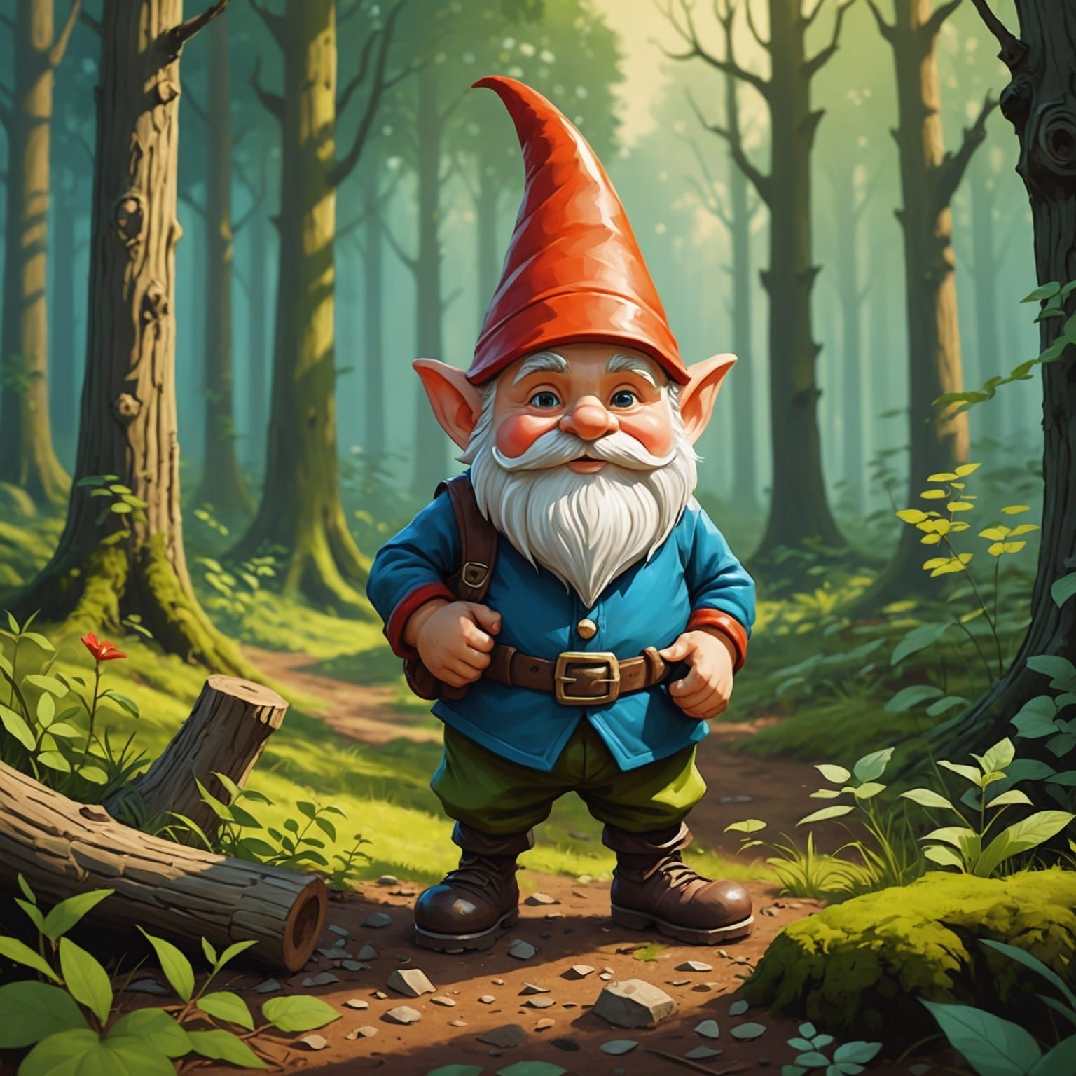 Gnome's Joyful Playtime in Enchanted Forest