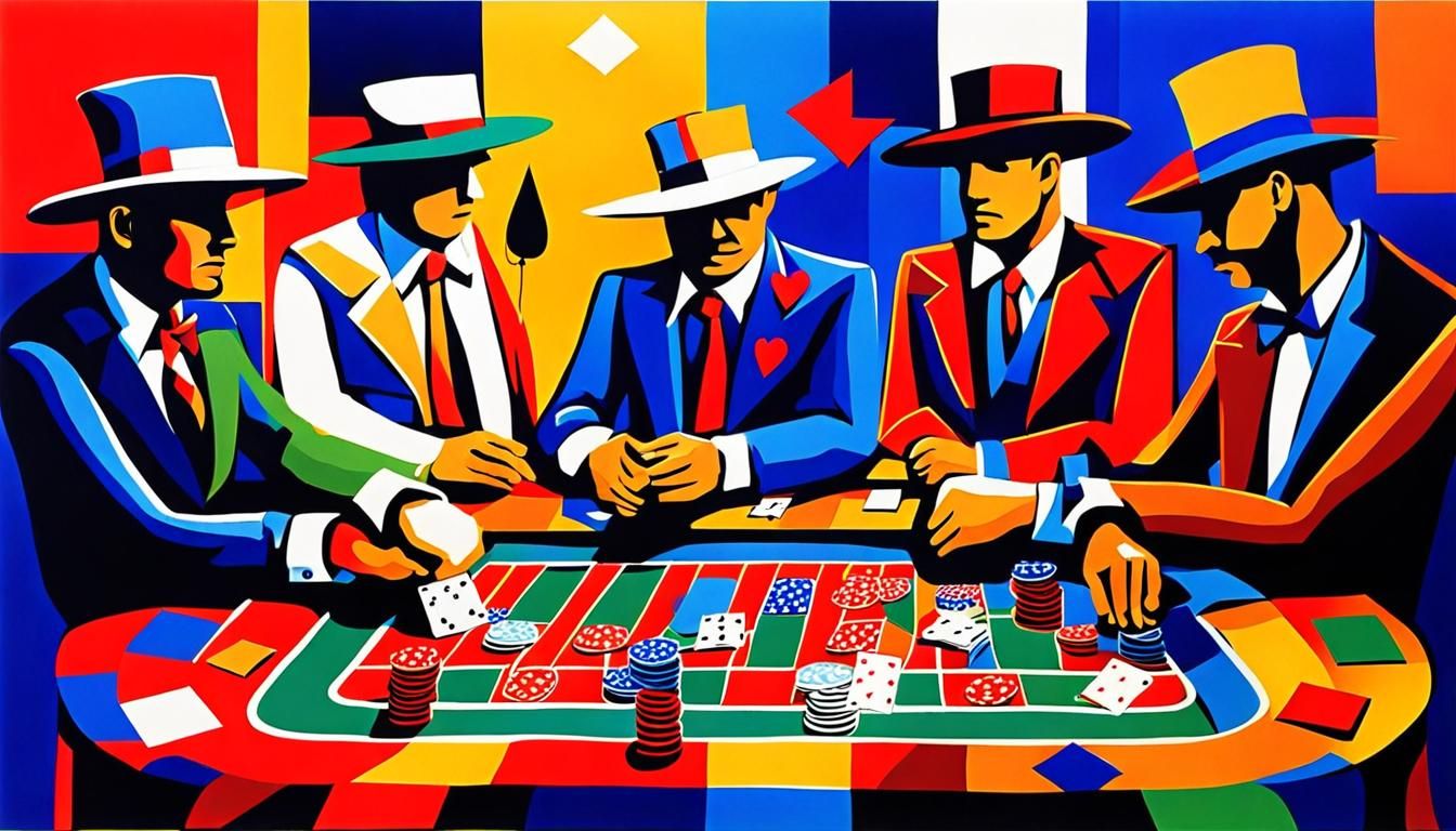 Abstract Poker Game Art with Complementary Colors