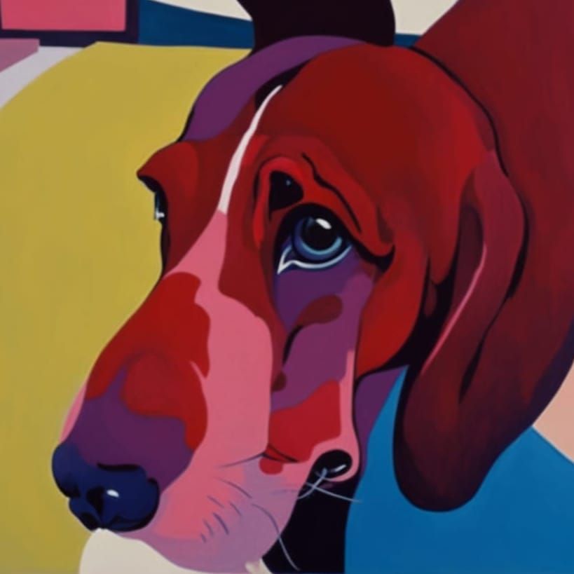 Pop Art Basset Hound in Bold Lines