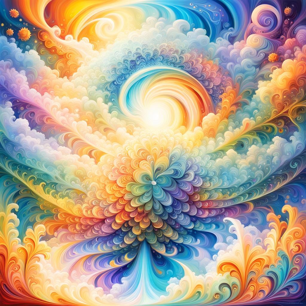 Ethereal Heavenly Sunshine in Neo-Impressionist Style