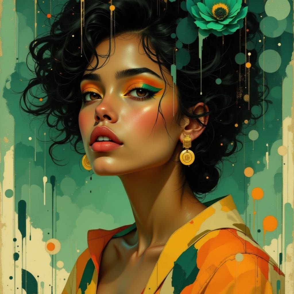 Elegant Woman in Art Nouveau Style