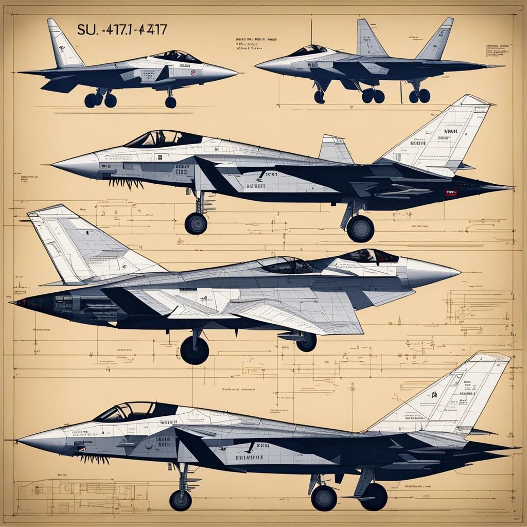 Su-47 and F-117 Hybrid Jet Blueprint