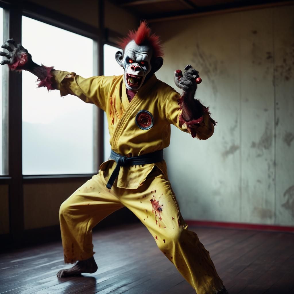 Zombie Monkey Monster Clown in Martial Arts Studio
