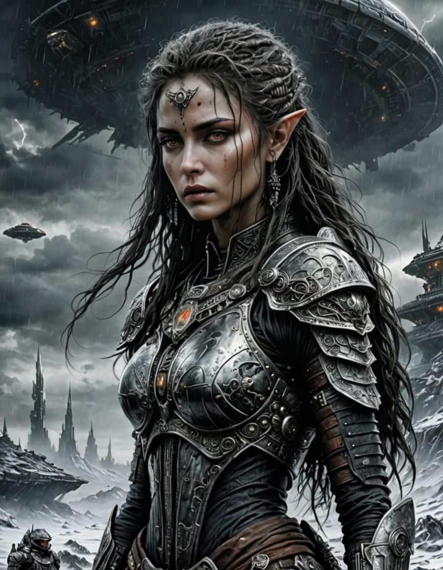 UFO Over Burning Field, Paladin Perspective, Digital Art