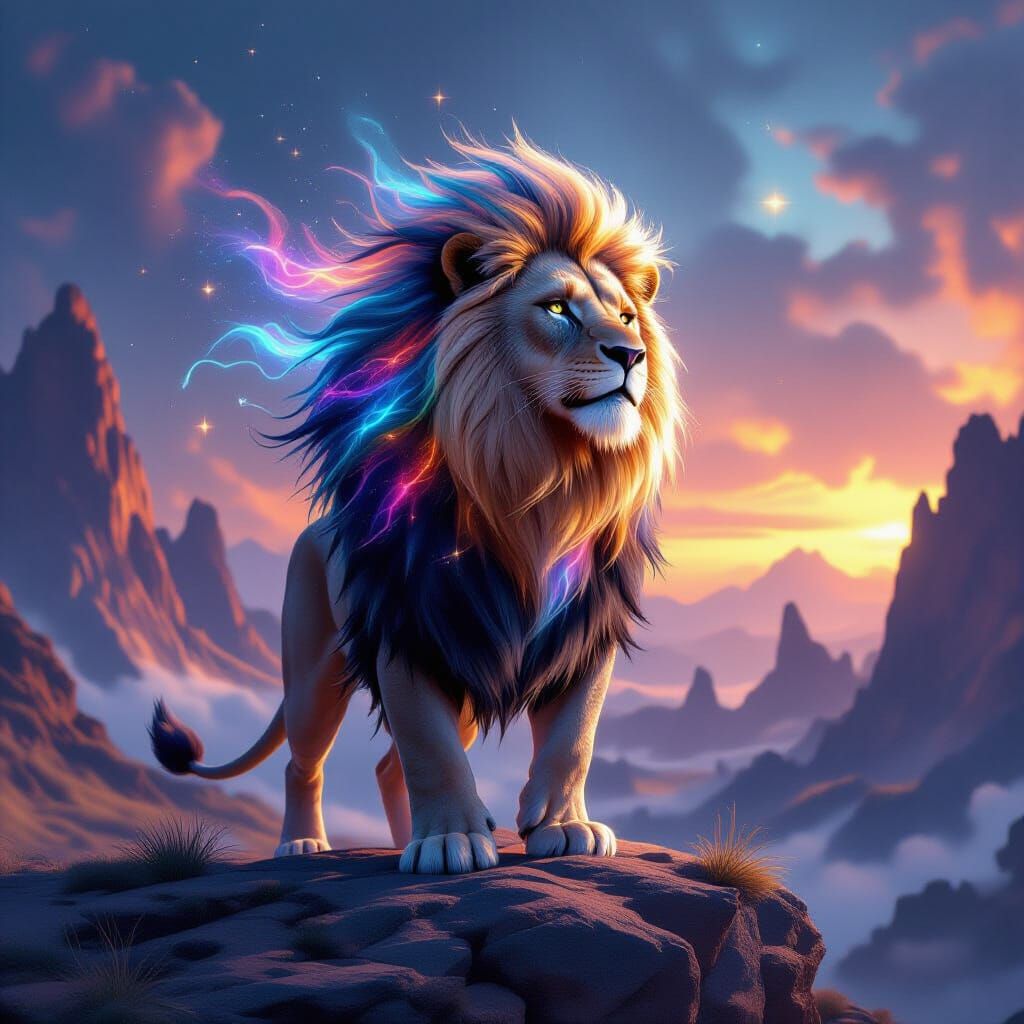 Cosmic Lion on Alien Planet