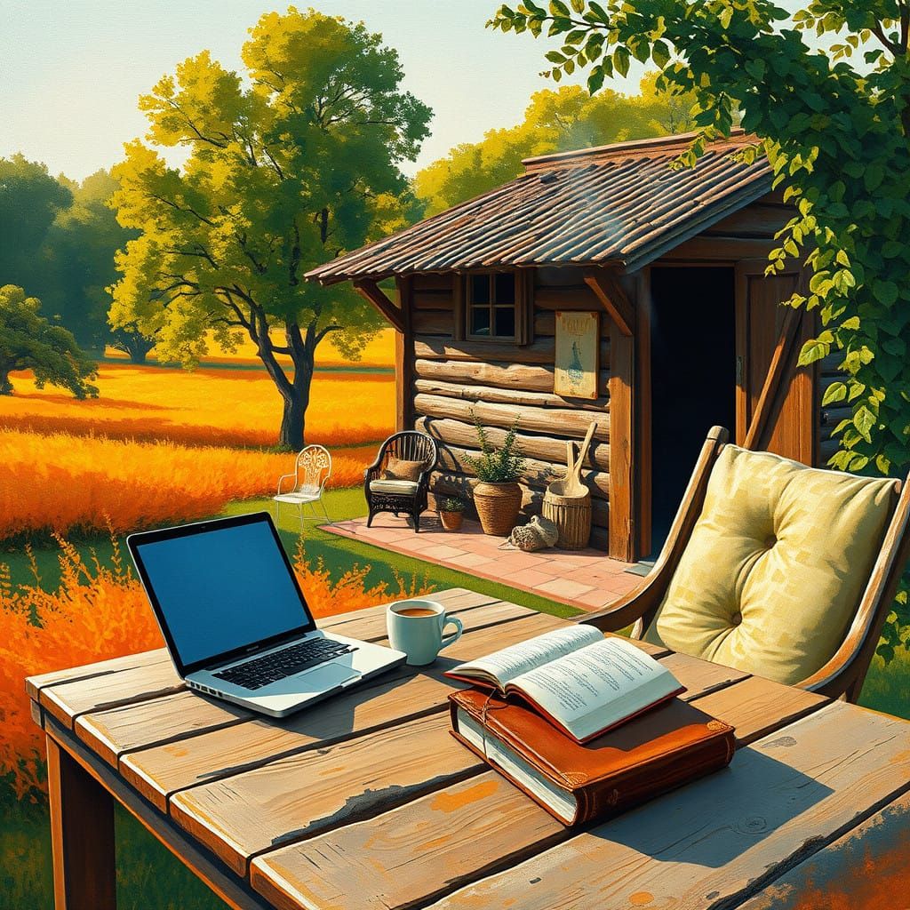 Surreal Countryside Idyll in Vibrant Colors