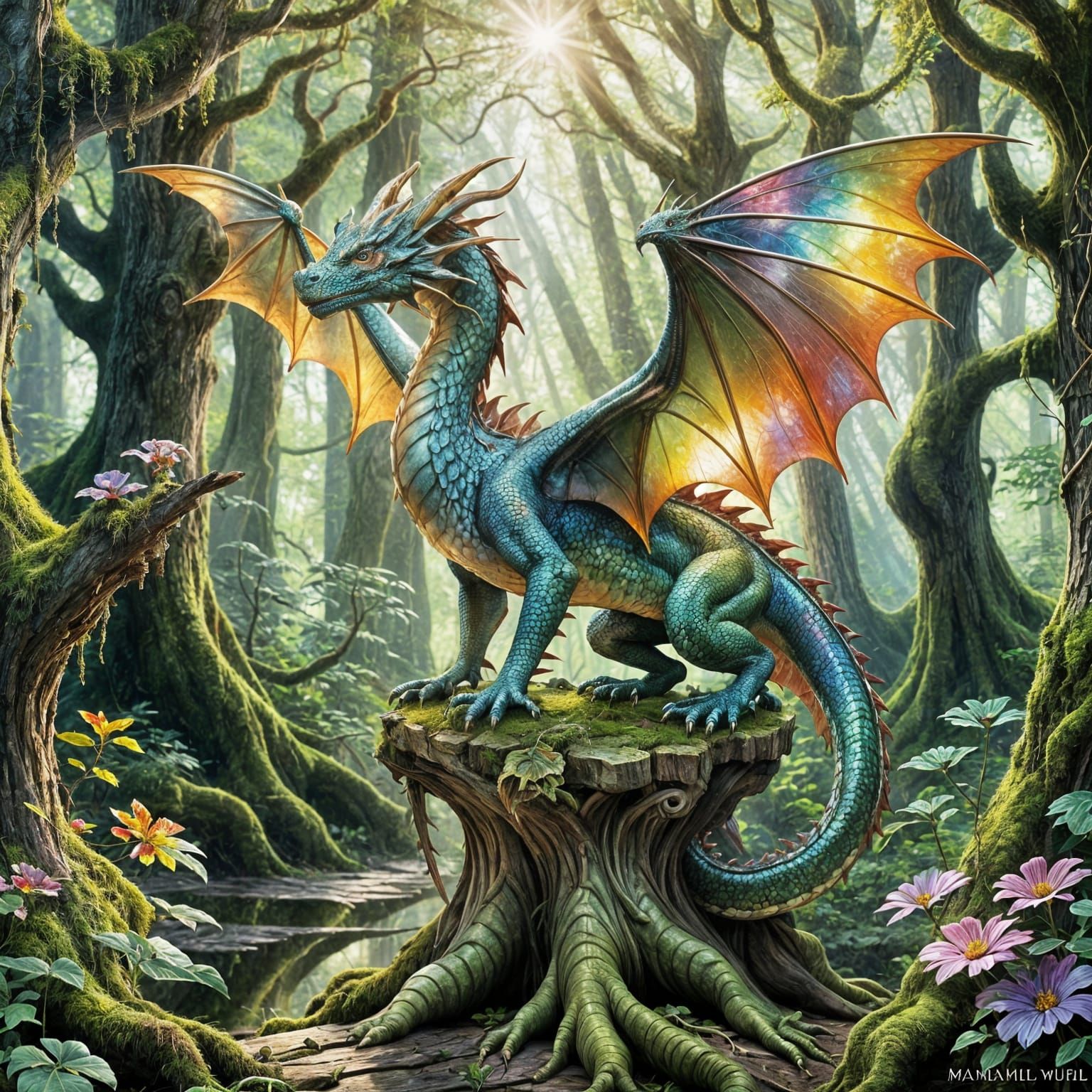 Magical Dragon in Enchanted Forest