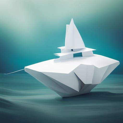 White Submarine in Blue Ocean: Origami Papercraft