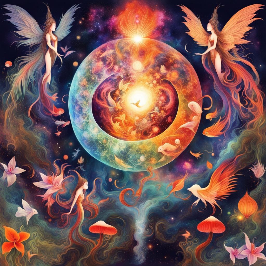 Radiant Abstract Artwork with Diverse Elements