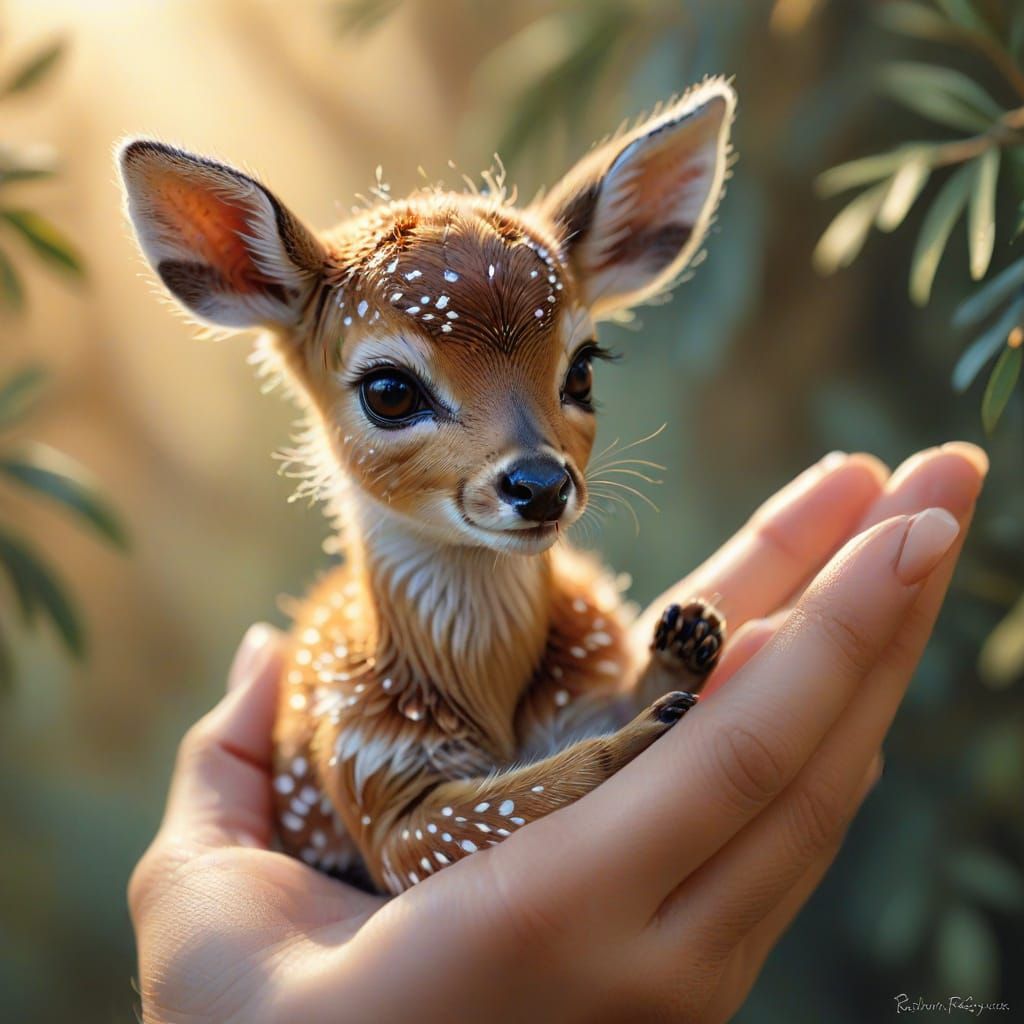 Tiny Fawn in Gentle Light