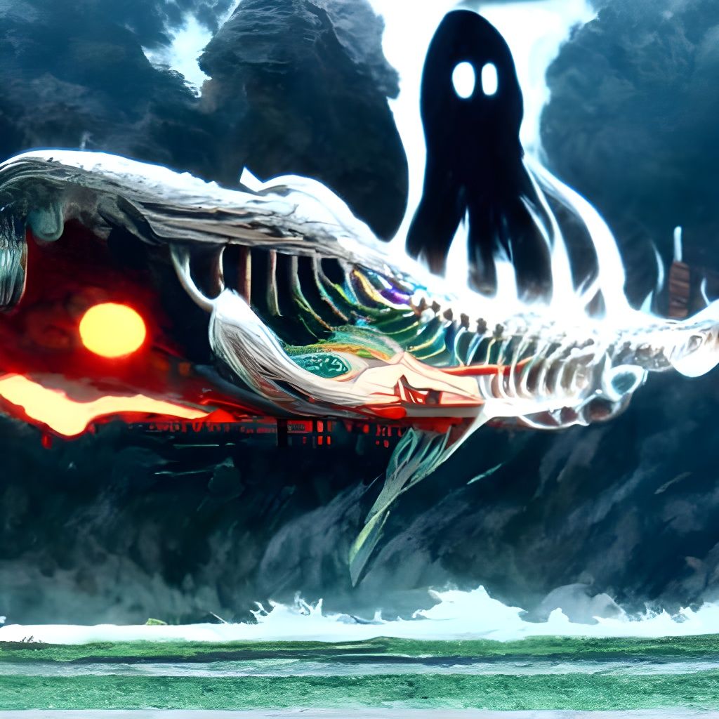 Ghostly Whale Skeleton Appears in the Ocean