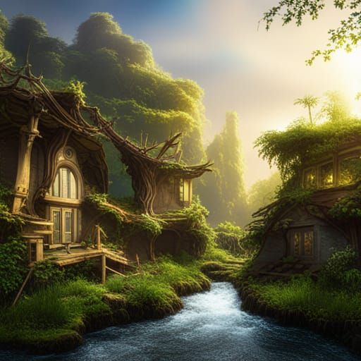 Detailed Forest Background in Matte Painting Style