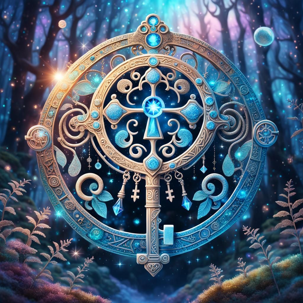 Ancient Magical Key in Cosmic Mystical Style