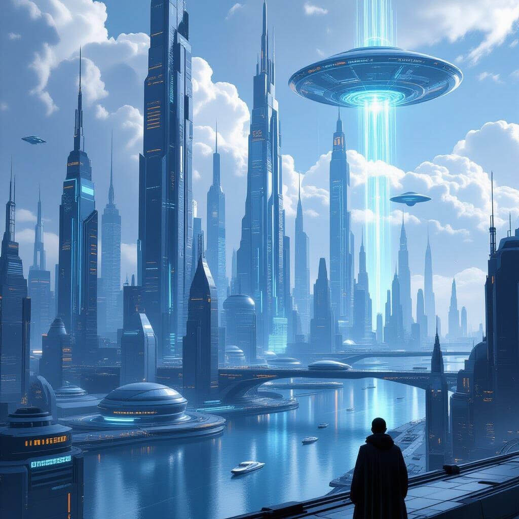 Dystopian Cityscape Governed by Scientific Principles