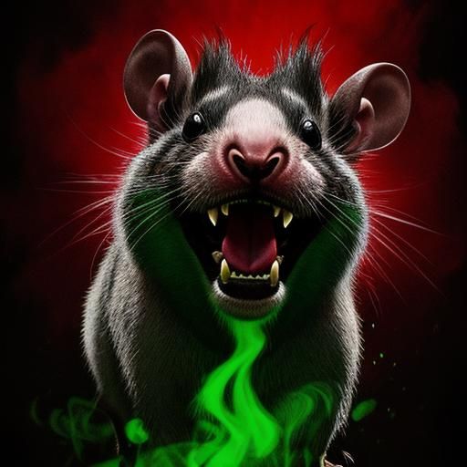 stunning Celtic laughing rat’s head. Chiaroscuro. Red mood, ...