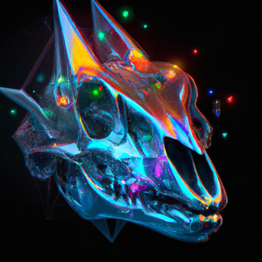 Neon Cyberpunk Dragon Skull Portrait