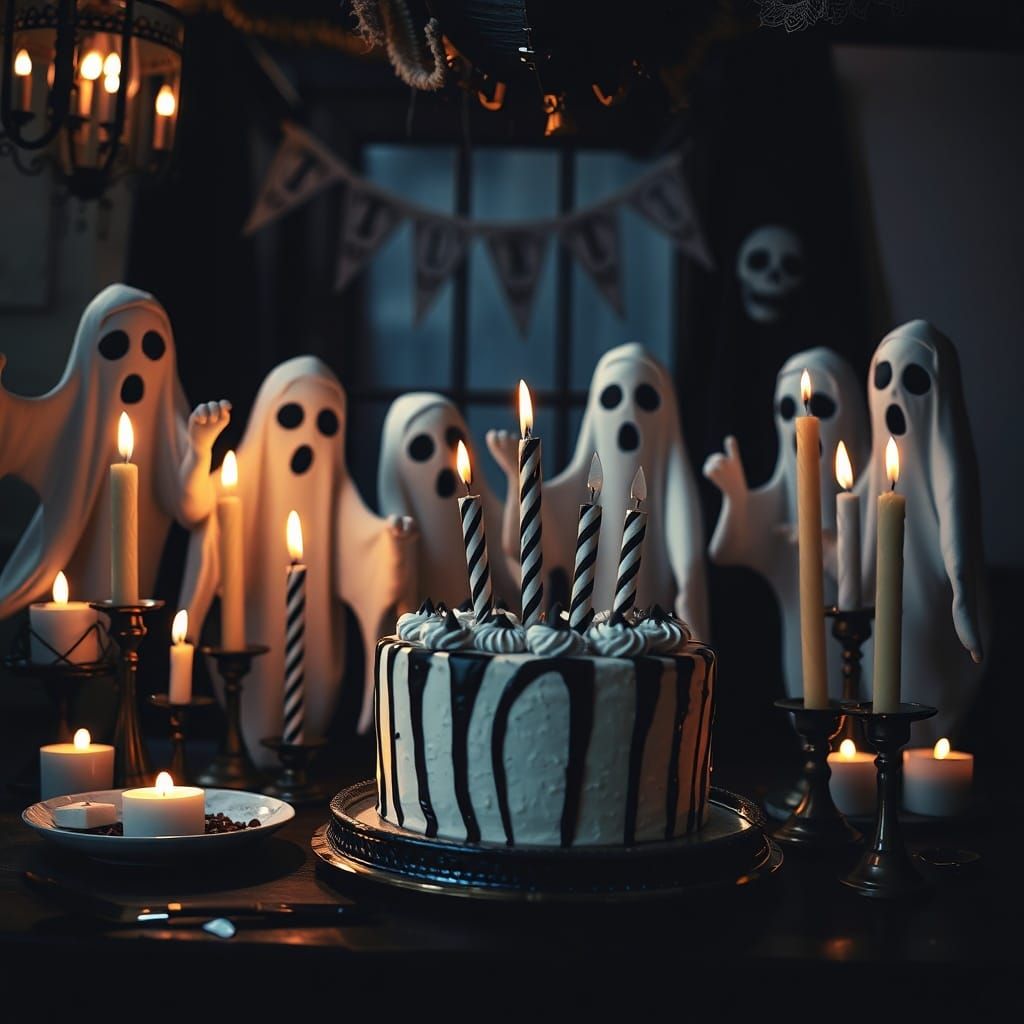 Eerie Birthday Celebration with Ghostly Decor
