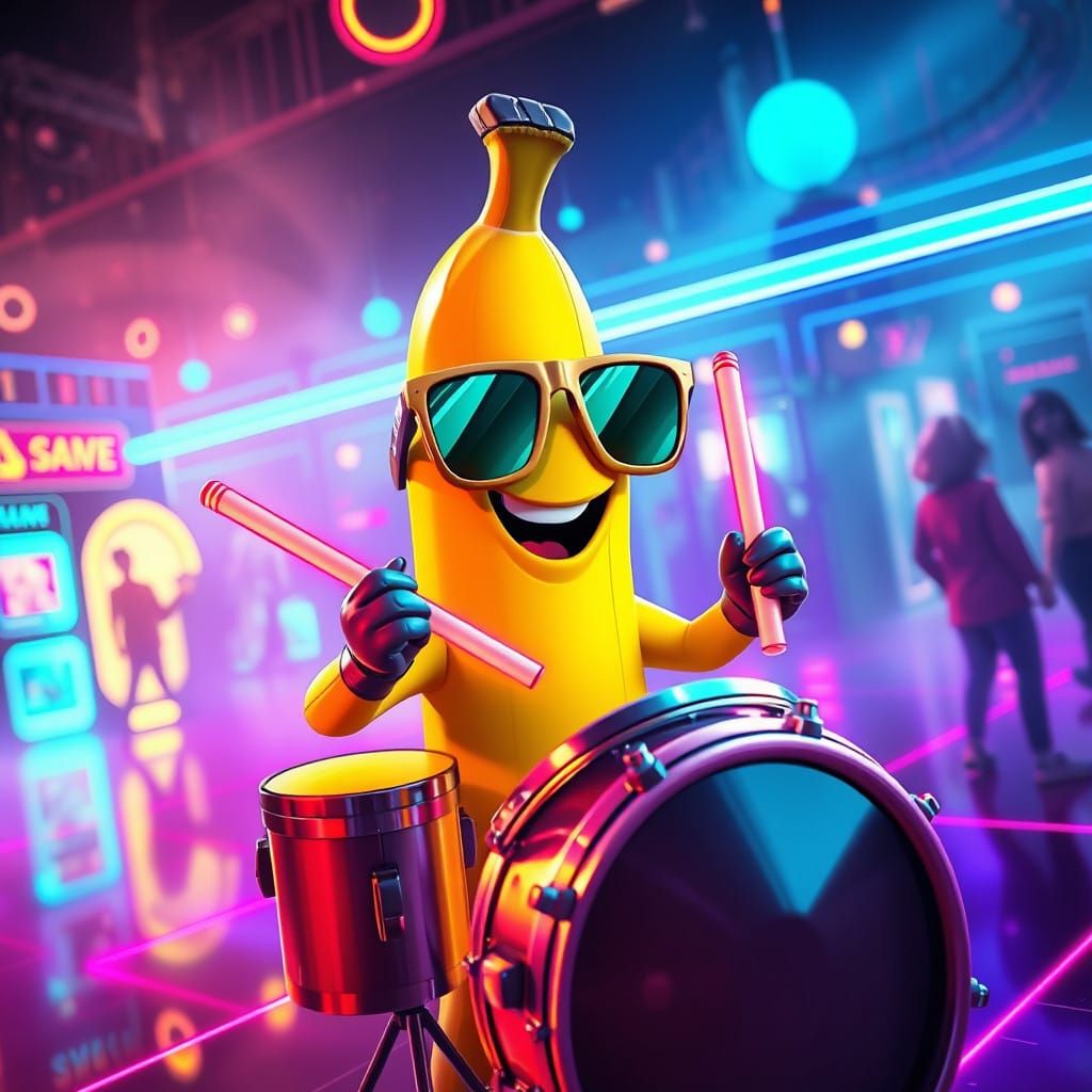 Futuristic Cartoon Drummer Takes Center Stage