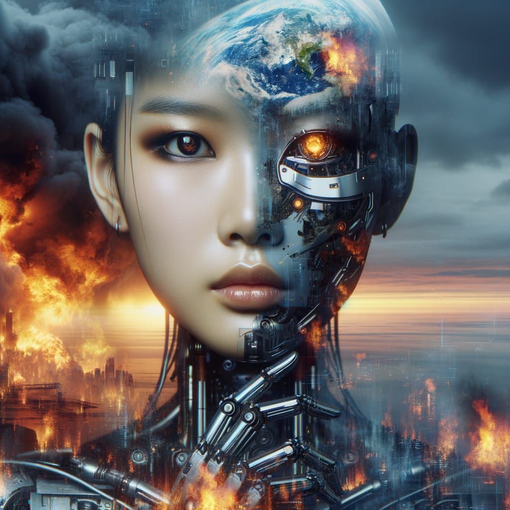 Cyborg Gazes into Future: Apocalyptic Double Exposure