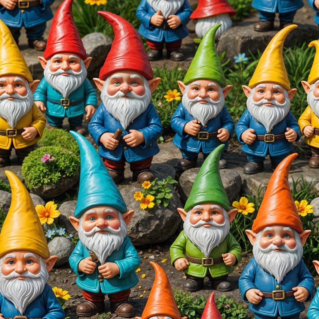 Hyperrealistic Magical Gnomes in Vibrant Style