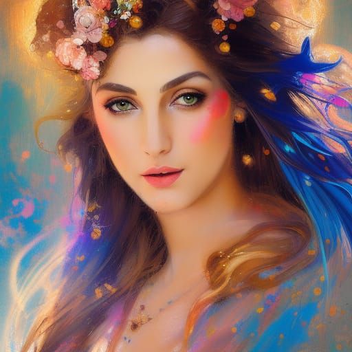 Greek Goddess Portrait in Nouveau Style