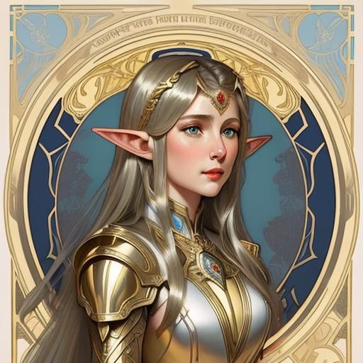 Elf Paladin Portrait in Leyendecker Style