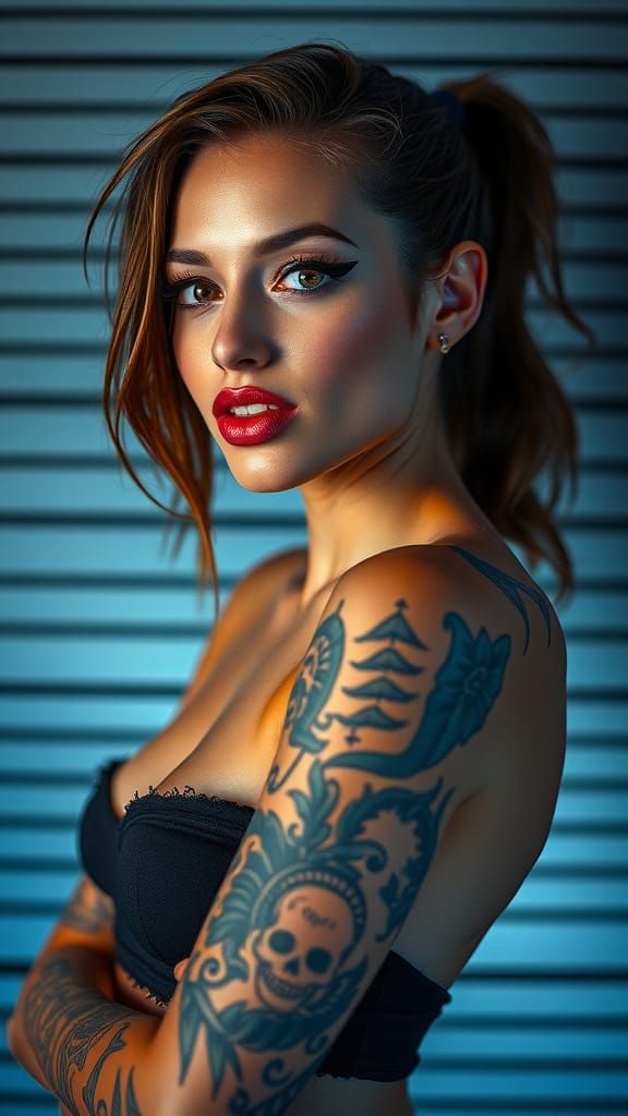 Edgy Woman in Futuristic Prison: Sci-Fi Fashion Portrait