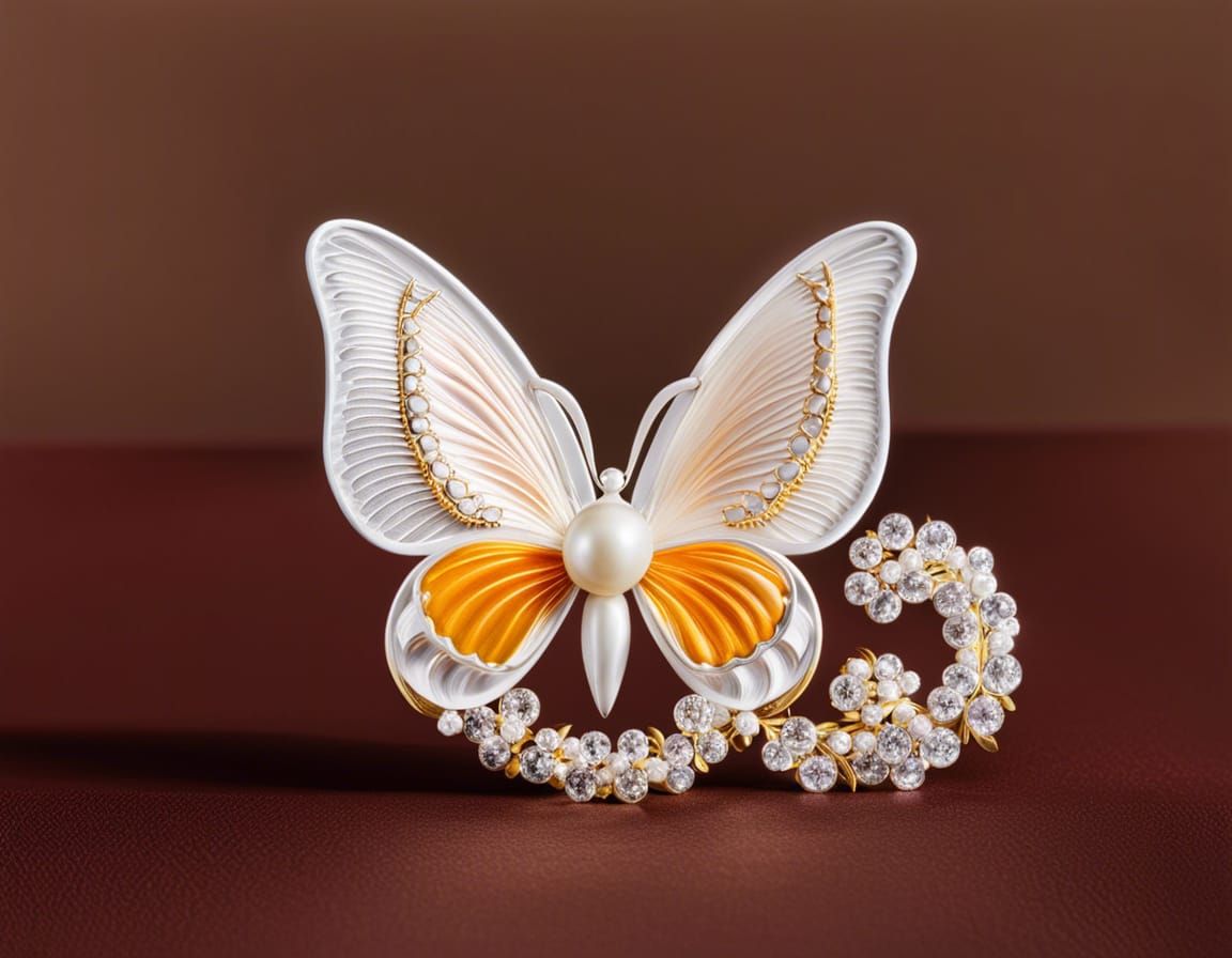 Surreal Butterfly Shell Sculpture in Candy Art Style
