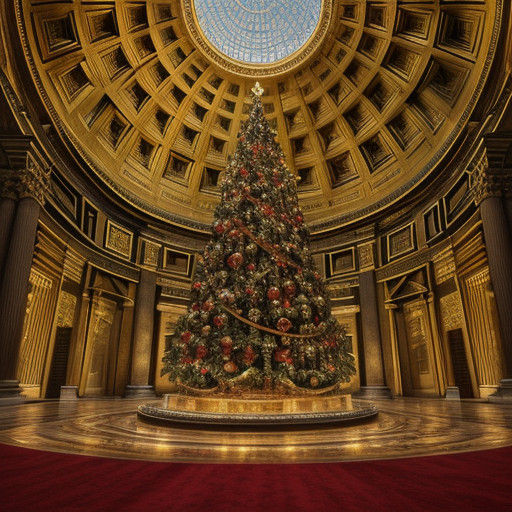 Majestic Baroque Christmas Tree in Pantheon's Golden Light