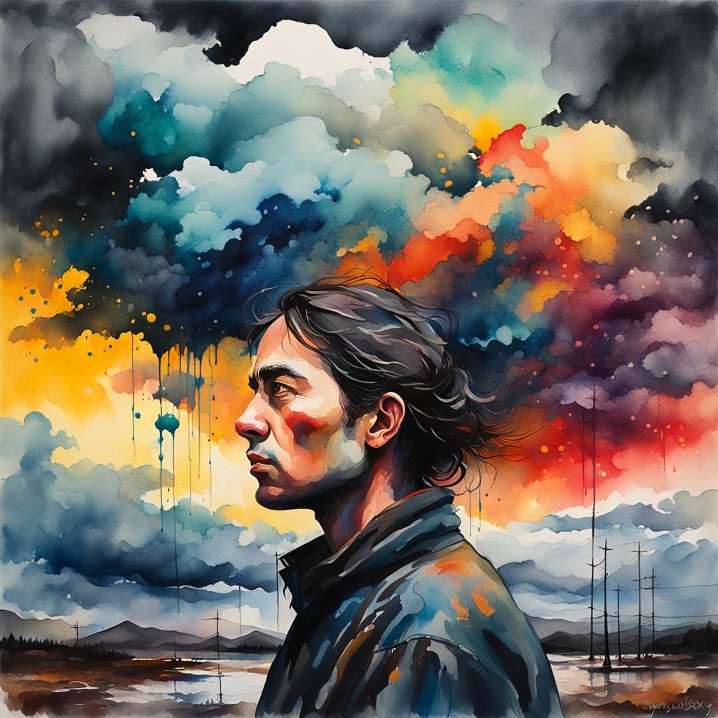 Stormy Skies: An Impressionist Watercolor Landscape