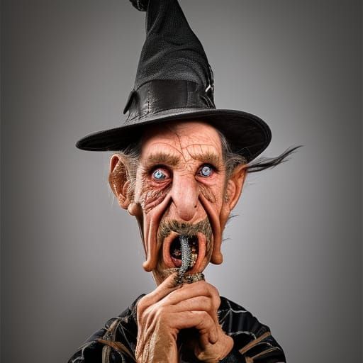 Witch with Broom in Ed Roth Style