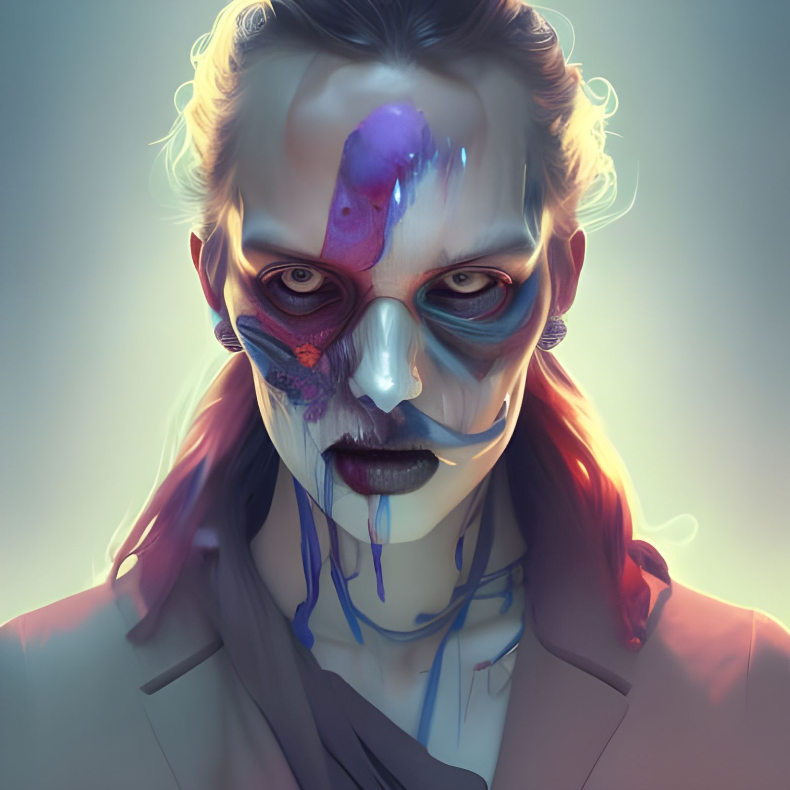 Undead Artist Mugshot in Cool Colors