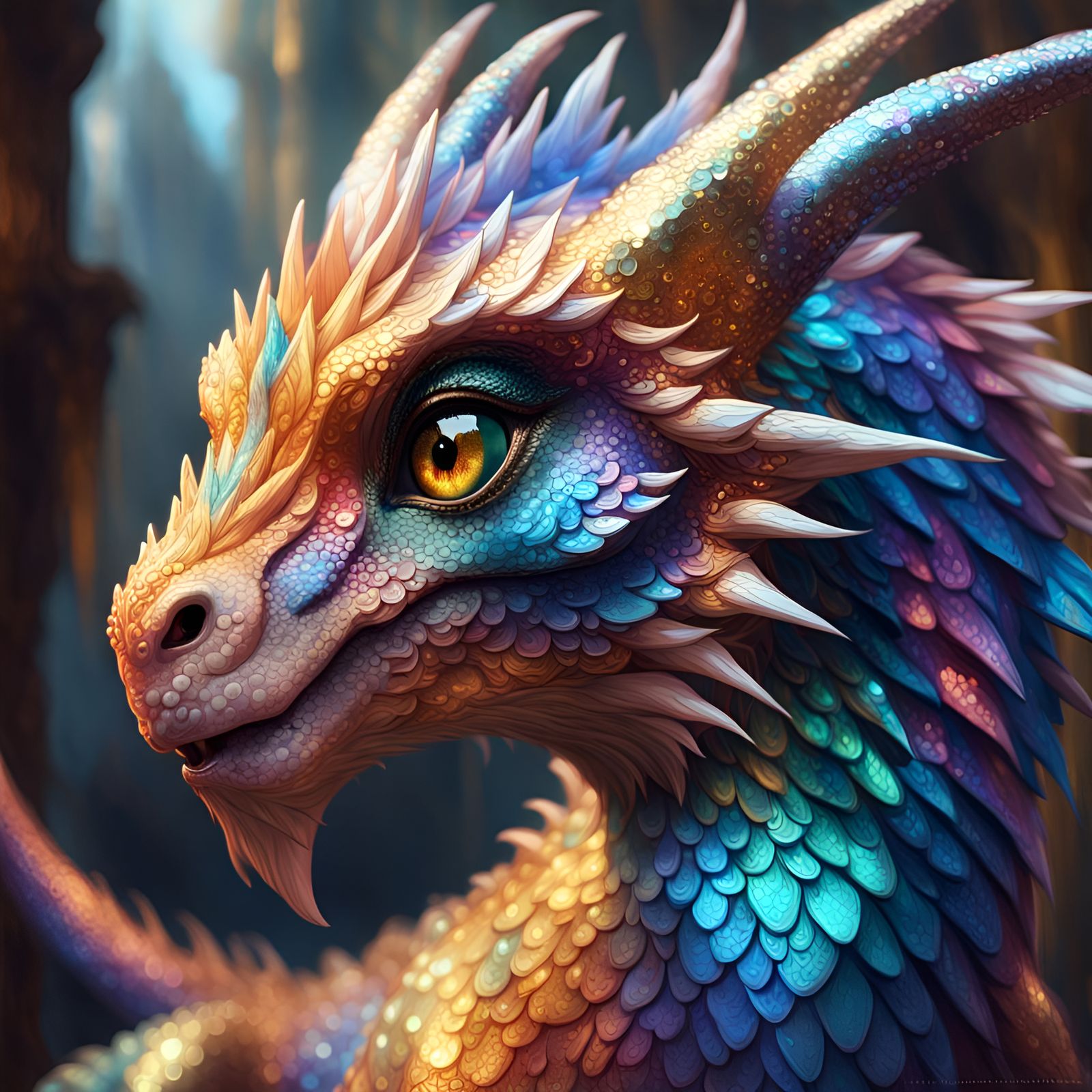Sparkling Royale Wyvern Portrait in 3D