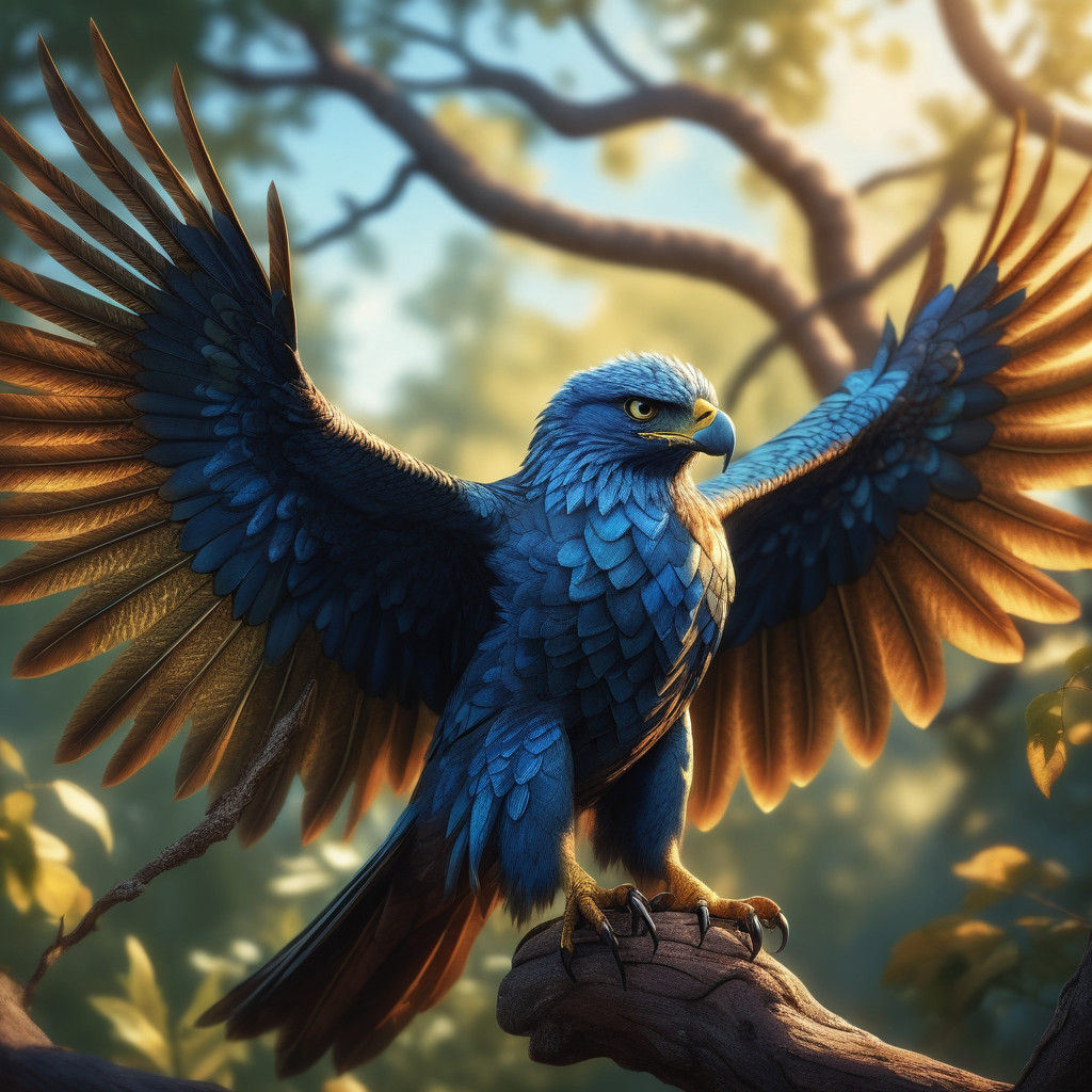 Mythical Avian Majesty Perched in Splendid Illumination