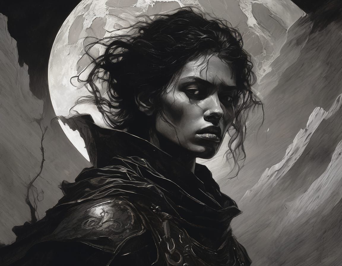 Goth Warrior Woman with Runic Face Art